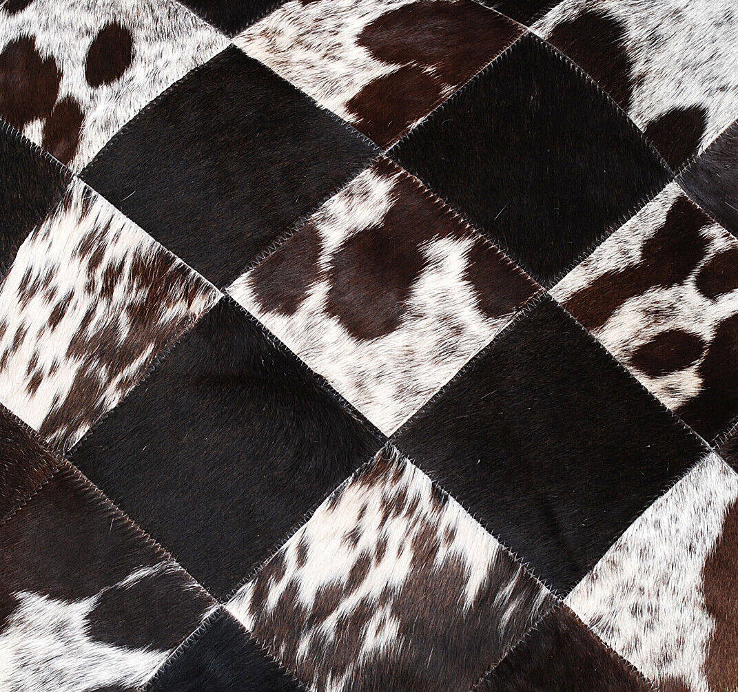 Tricolor Cowhide Patchwork Pillow Cover