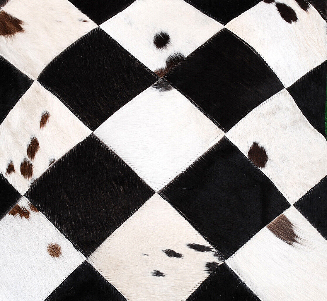 Natural Cowhide Pillow Cover Diamond Pattern