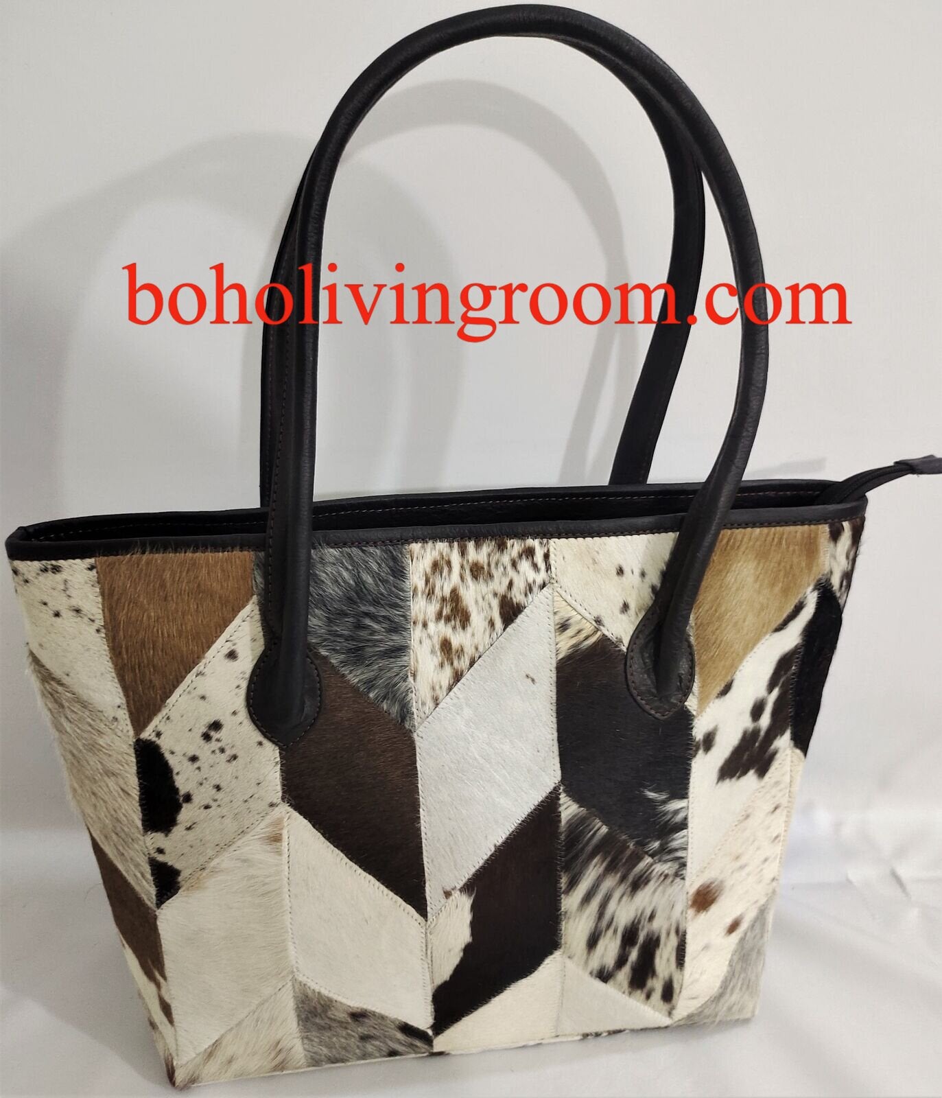 Cowhide Patchwork Purse Tote Bag for Women