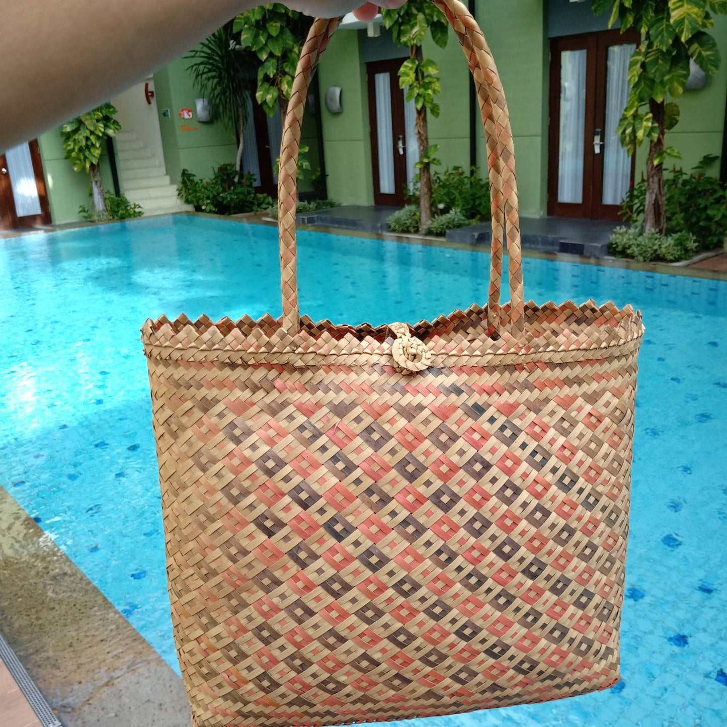 Handmade palm leaf shopping Tote bag