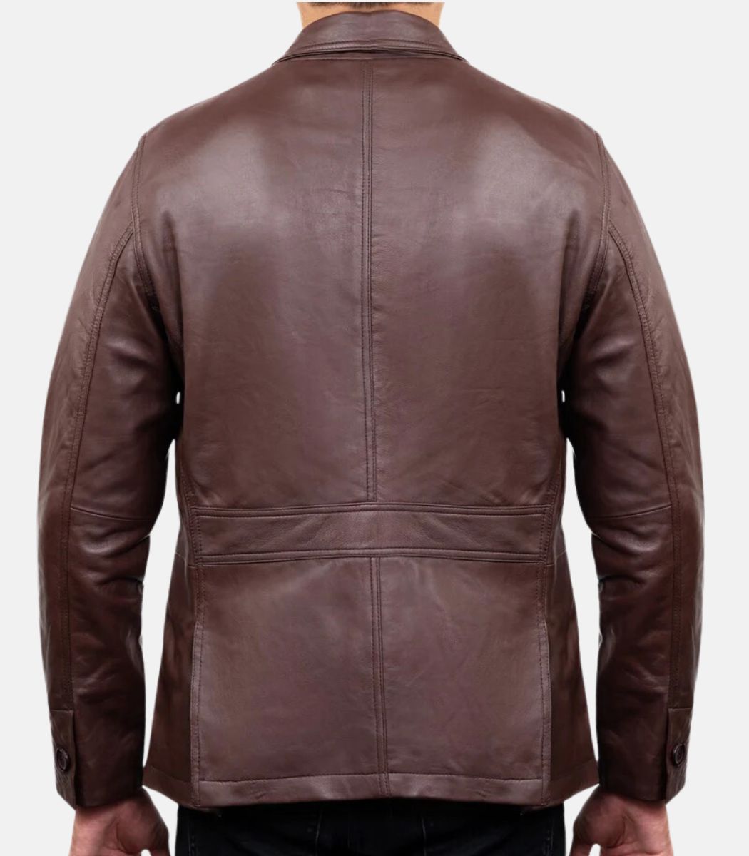 Formal Brown Leather Jacket For Men