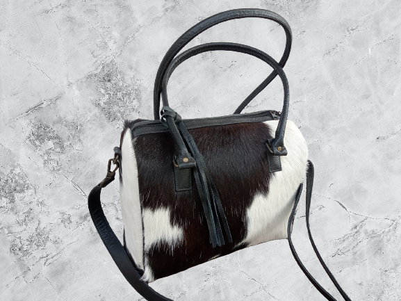 Black White Cowhide Shoulder Purse