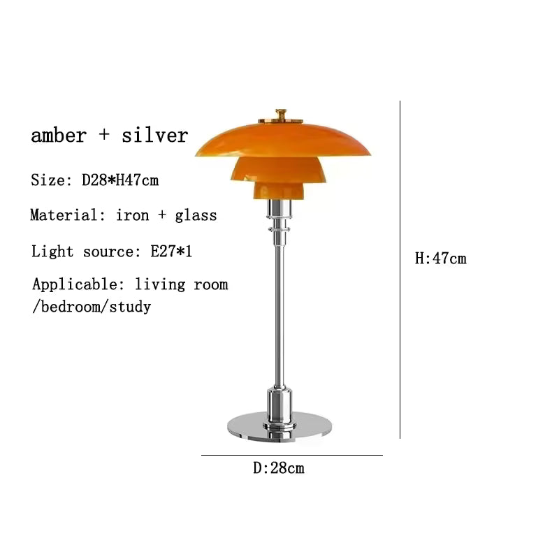 Mushroom Glass Bedside Light with Button Switch
