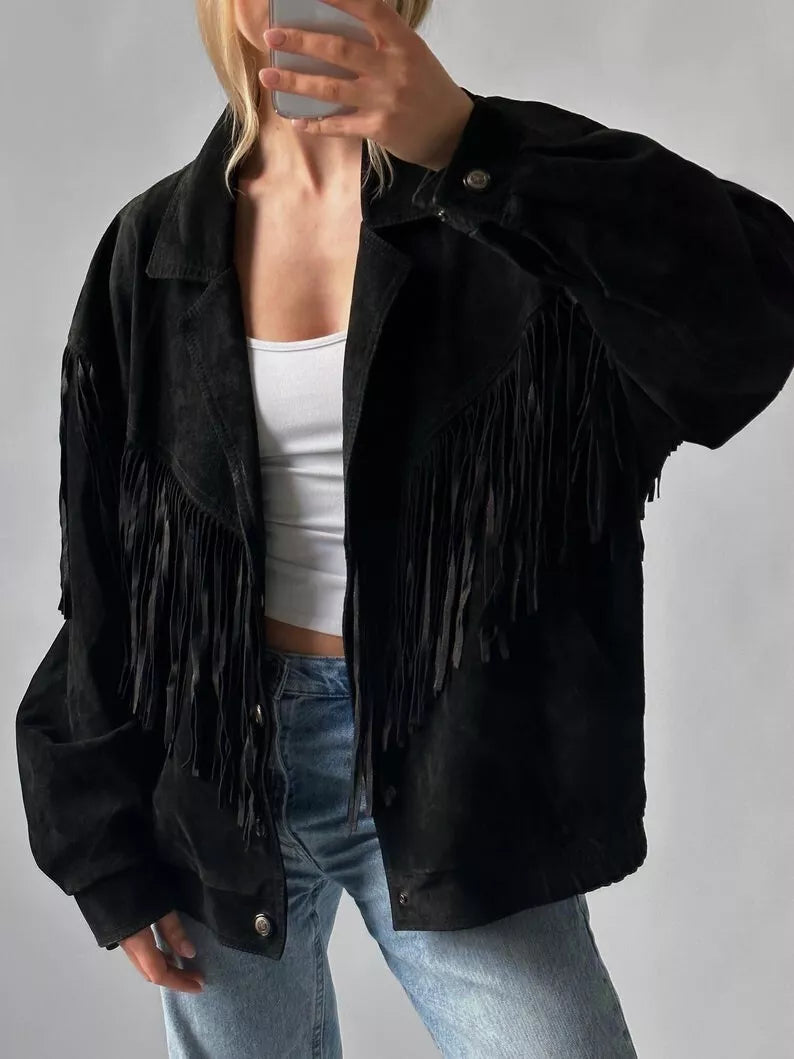 Oversized Women Suede Leather Jacket
