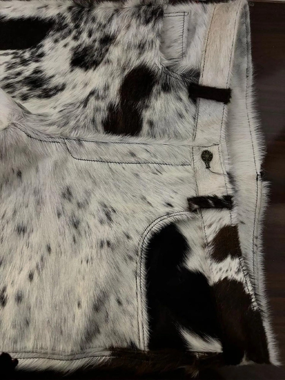 cowhide shorts men black white