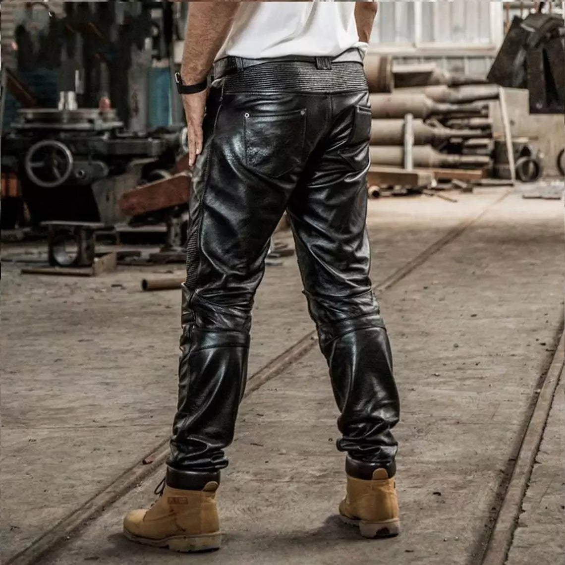 Real Leather Men's Biker Pants