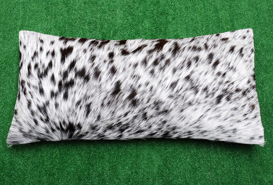 speckled black white cowhide lumber pillow
