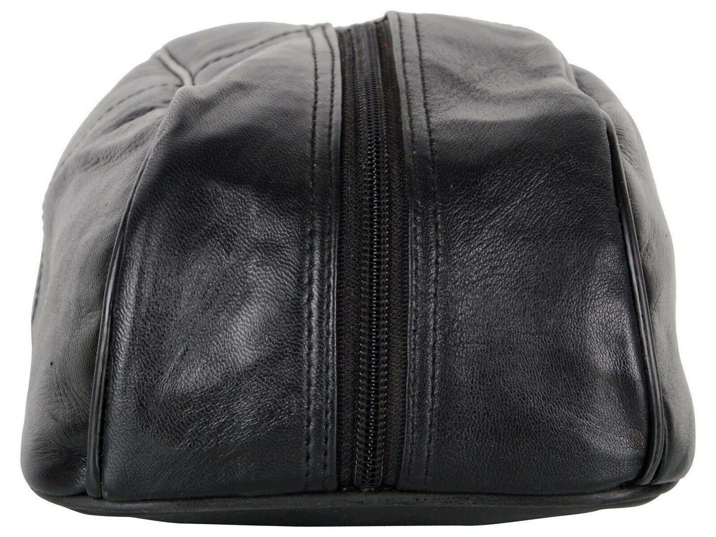 Mens toiletry leather bag with zipper case