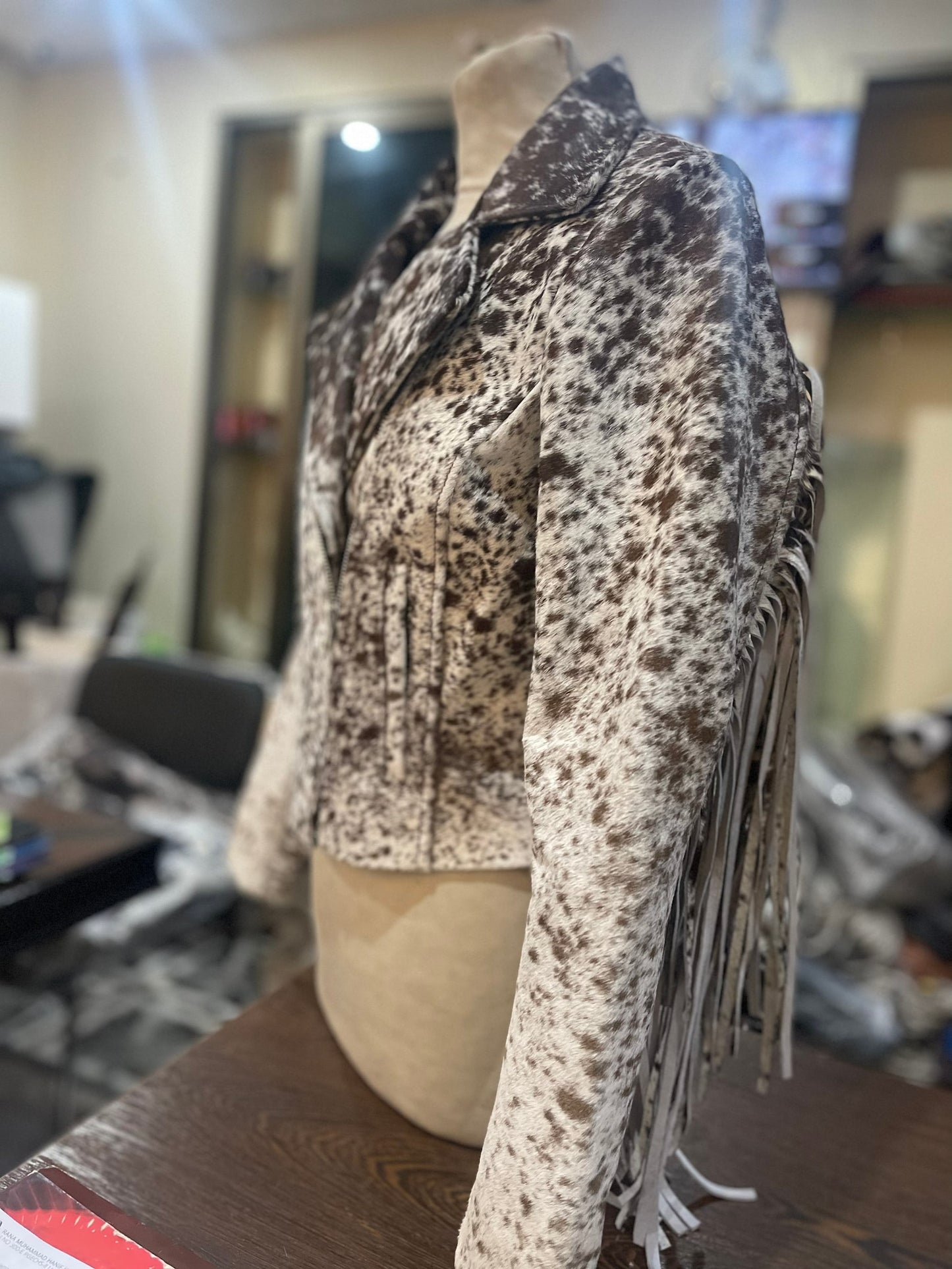 Speckled Cow Skin Fur Jacket