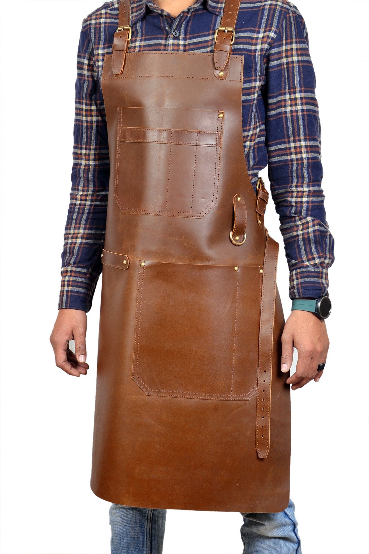 Brown Full Grain Leather Apron