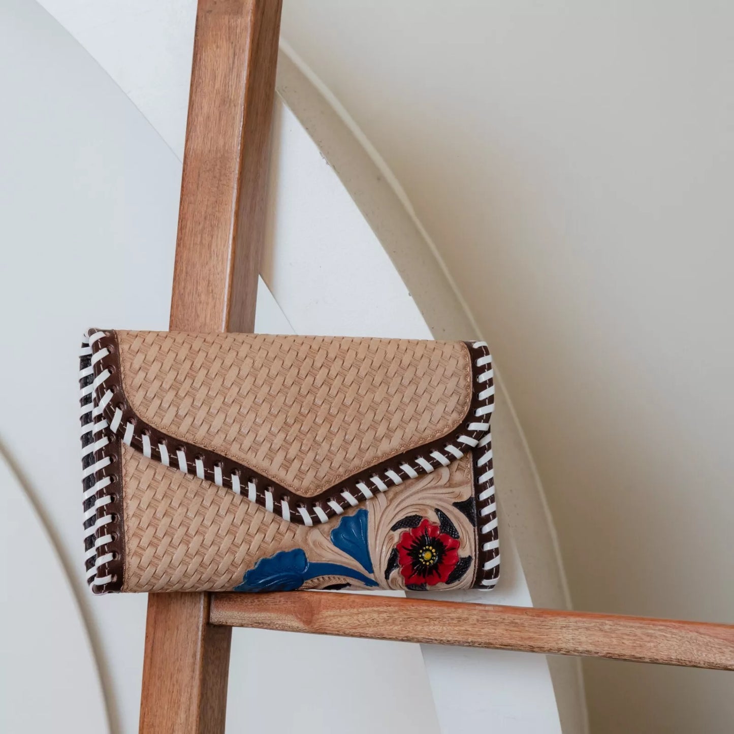 Hand Tooled Embossed Leather Cowgirl Clutch