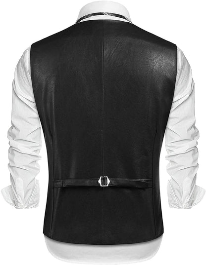 Genuine Black Leather Waistcoat