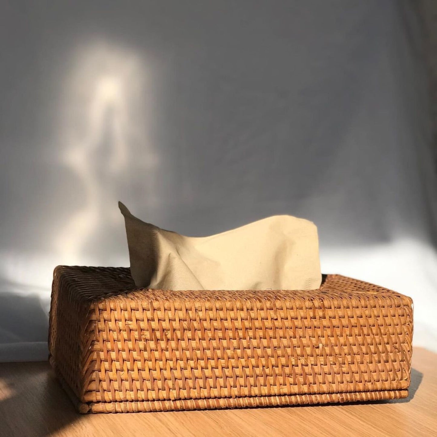 Rectangular wicker rattan tissue box