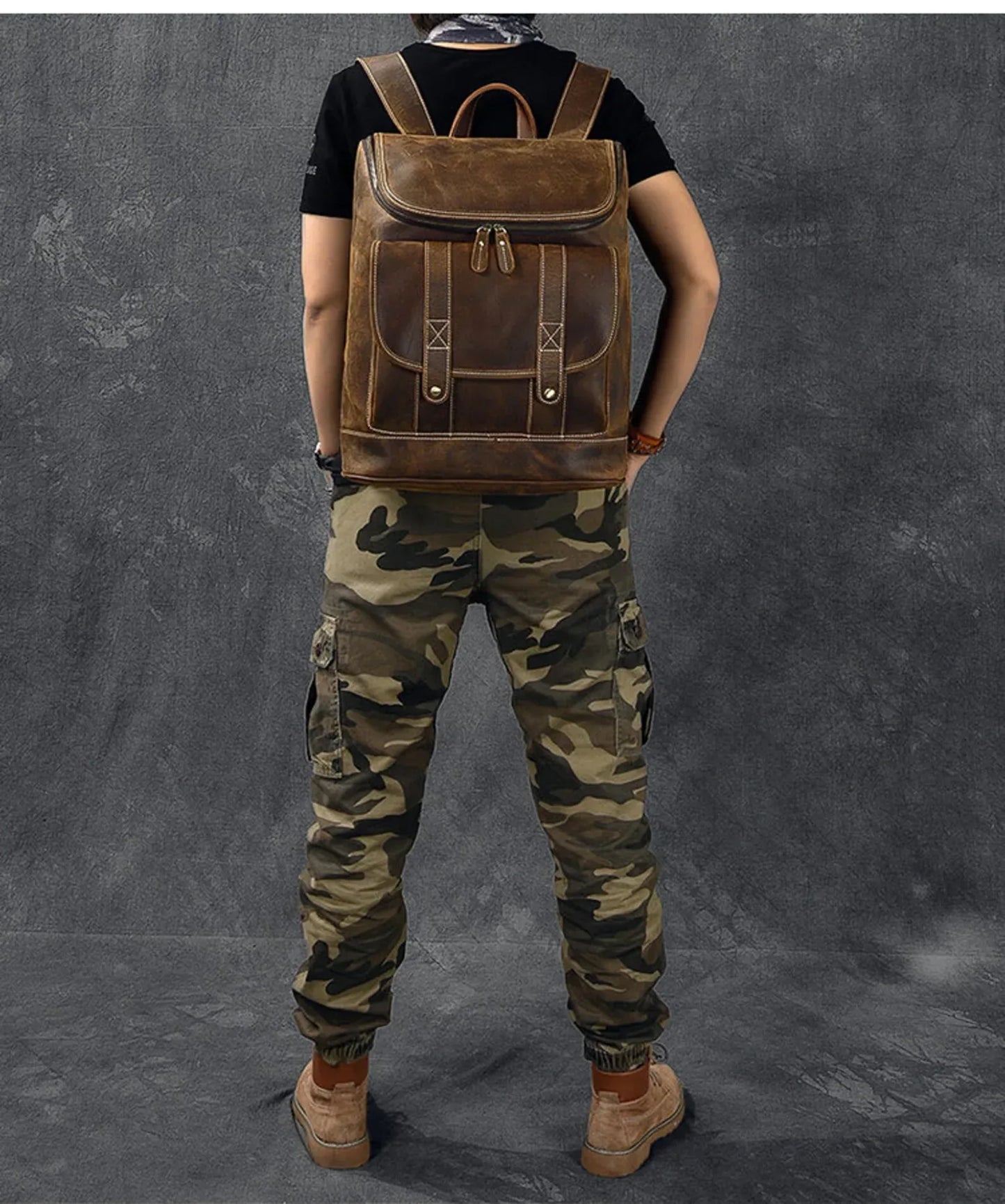 extra large leather backpack