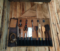 handmade leather knife roll bag storage