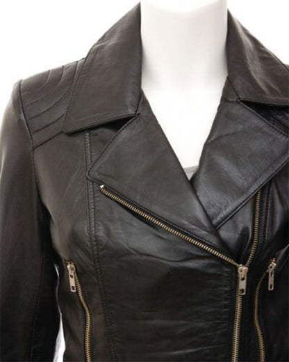 black women's leather jacket