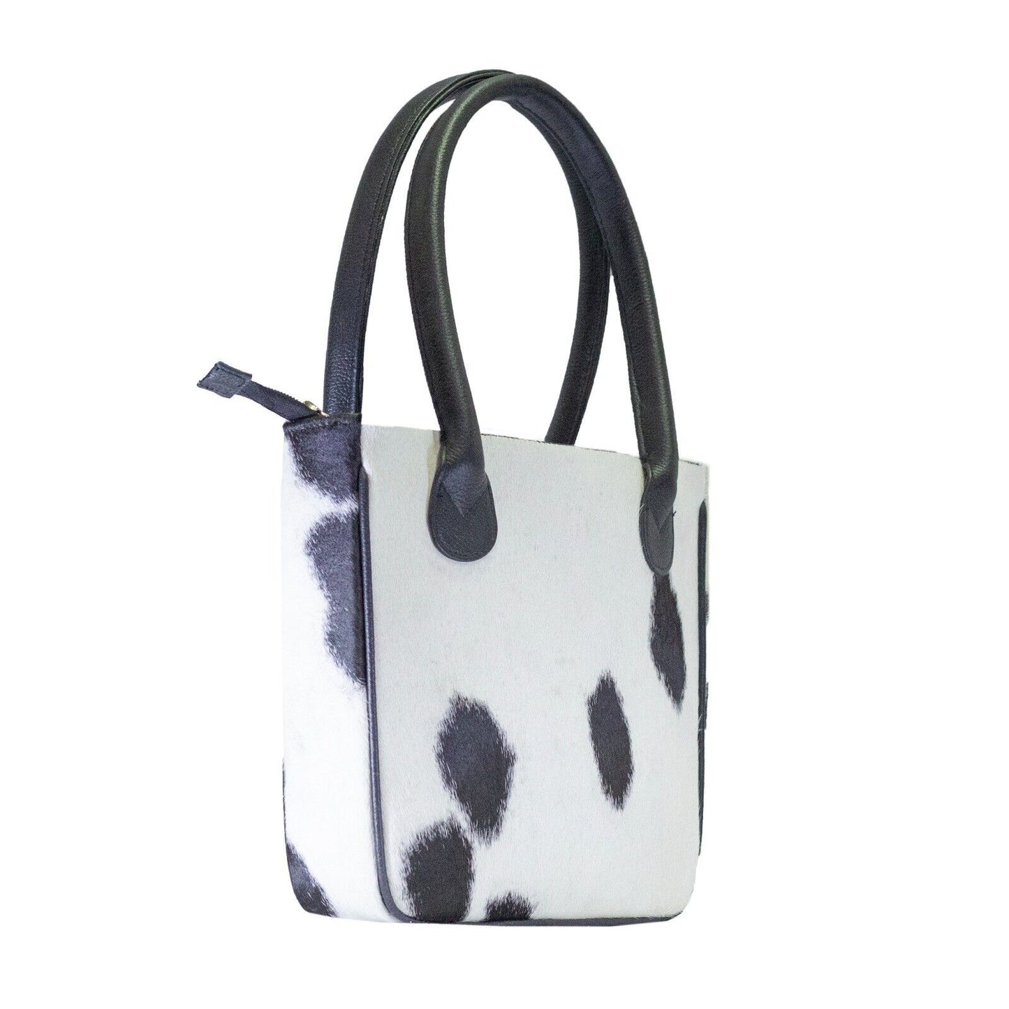 Black White Natural Cowhide Tote Bag