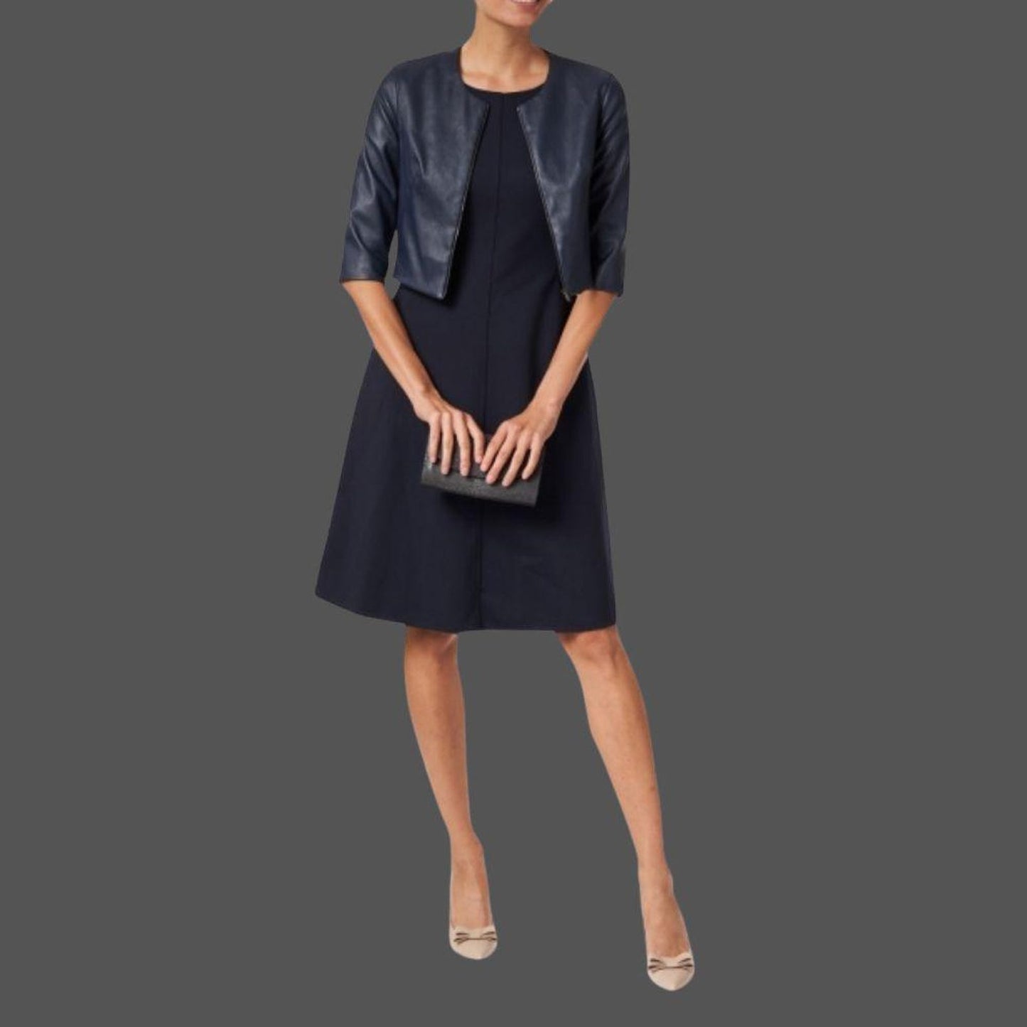 Women's Real Leather Blue Cropped Jacket