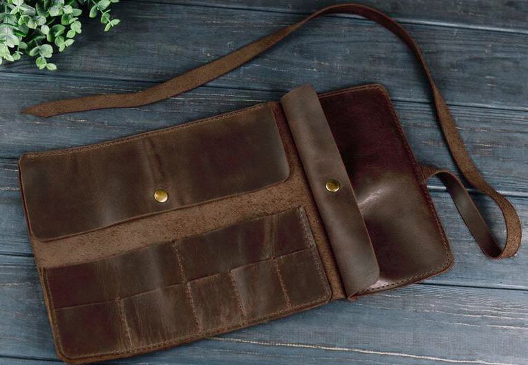 Genuine Leather Custom Stationary Case Roll