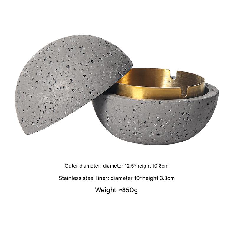Nordic Design Volcanic Stone Spherical Cement Ashtray Home & Hotel
