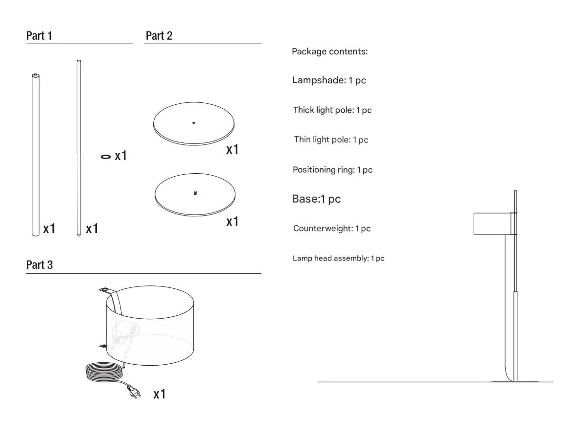 Spanish Designer Adjustable Floor Lamp with Fabric Shade