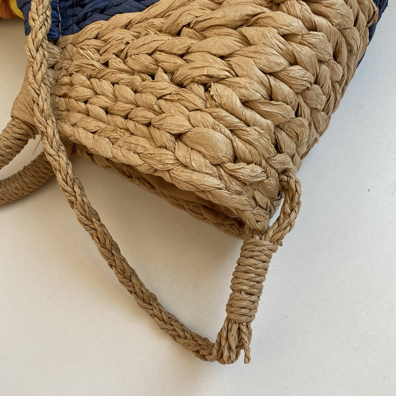 Women colorful straw summer beach bag