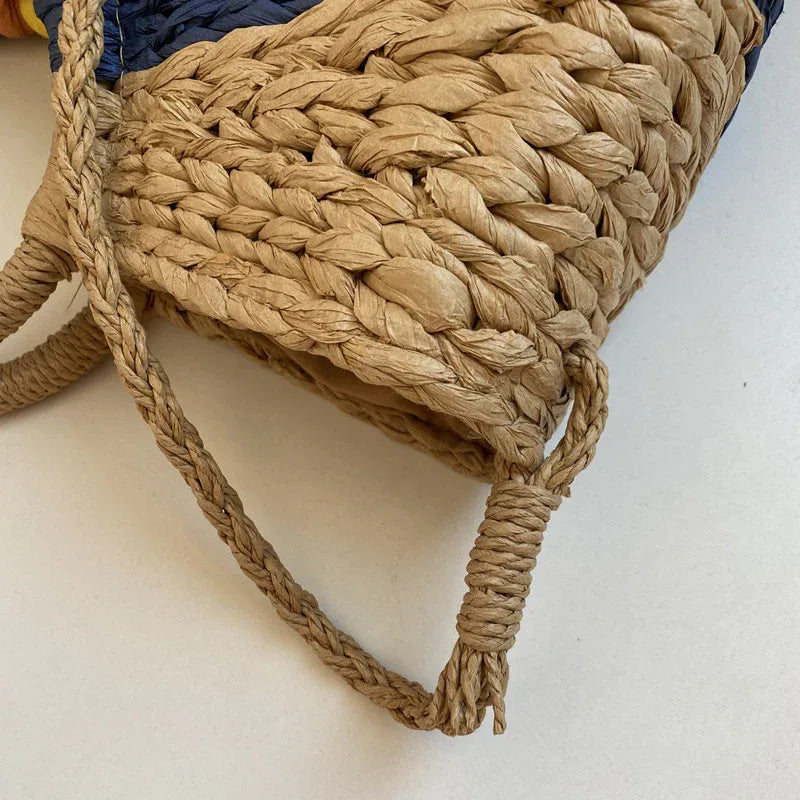 Women colorful straw summer beach bag