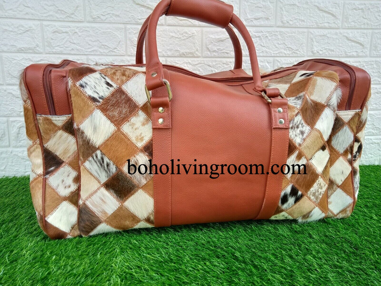 Cowhide Patchwork Holdall Bag