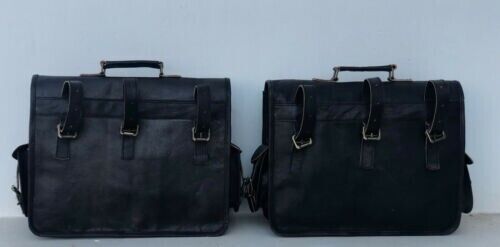 Large Genuine Leather Motorcycle Two Side Bag