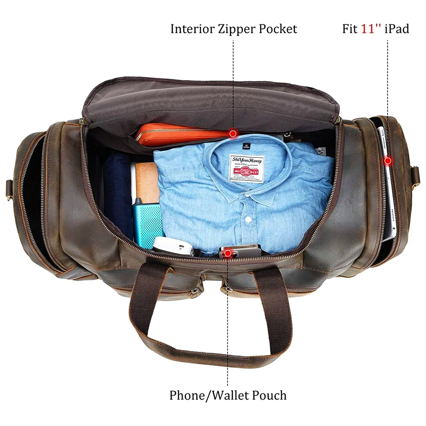 Genuine Leather Travel Duffel Bag
