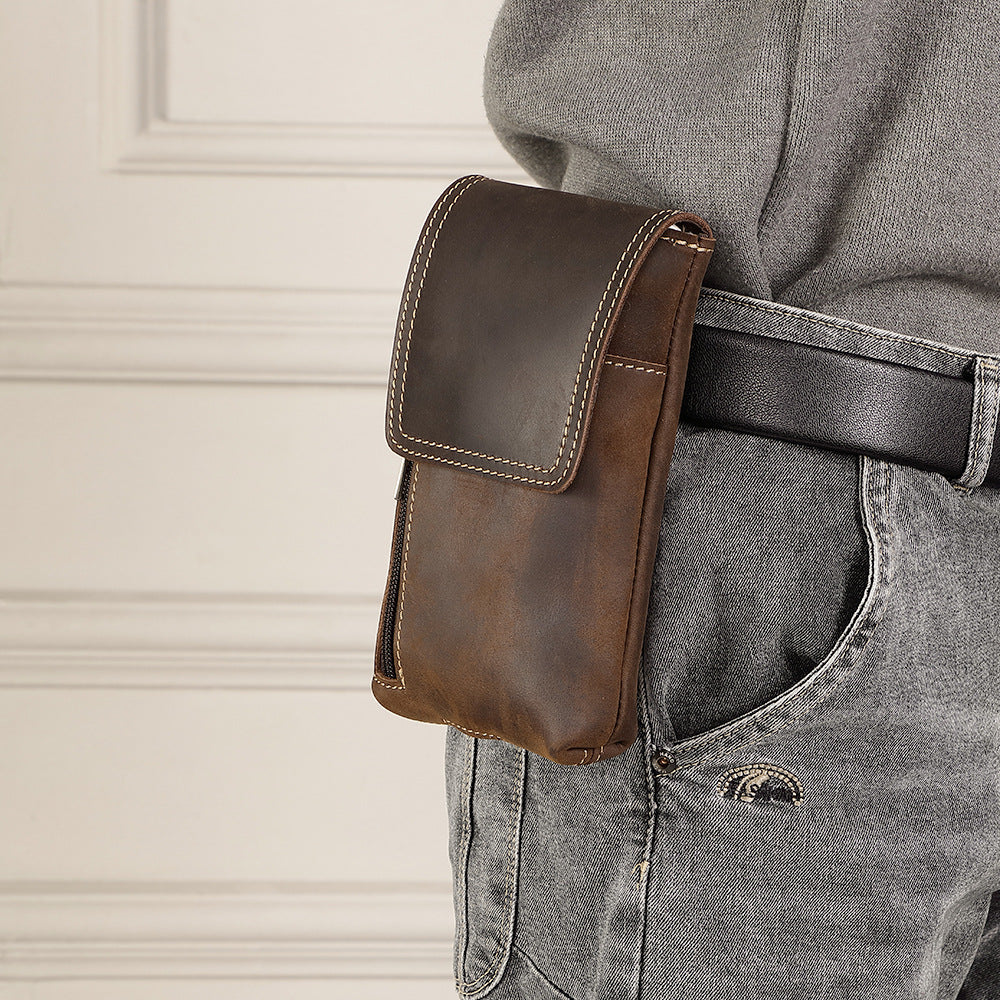 brown leather waist bags for men