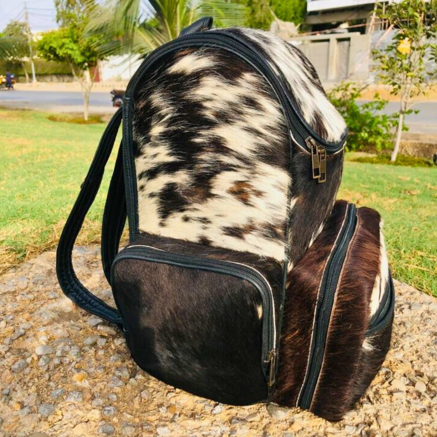 Dark Brown Black Cowhide Backpack