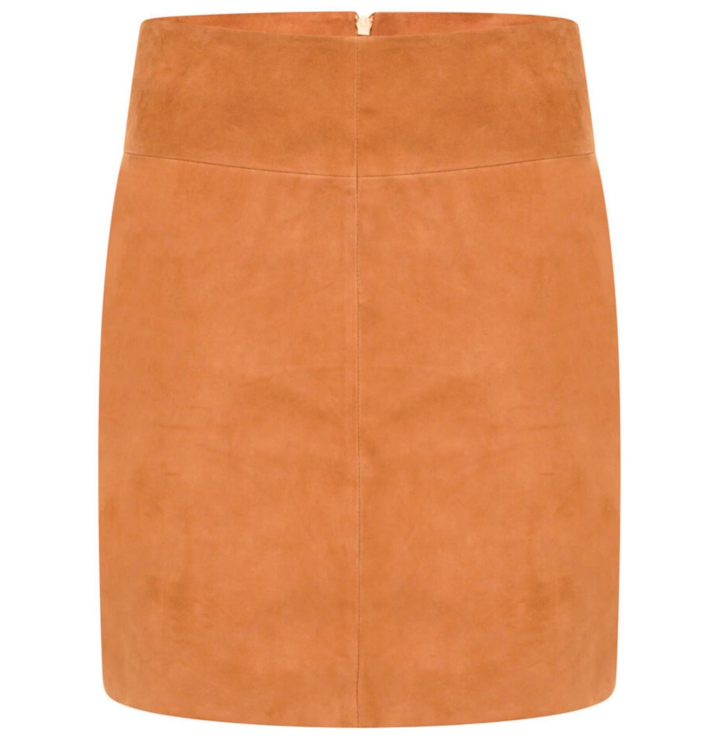 Women Tan Real Suede Leather Mini Skirt