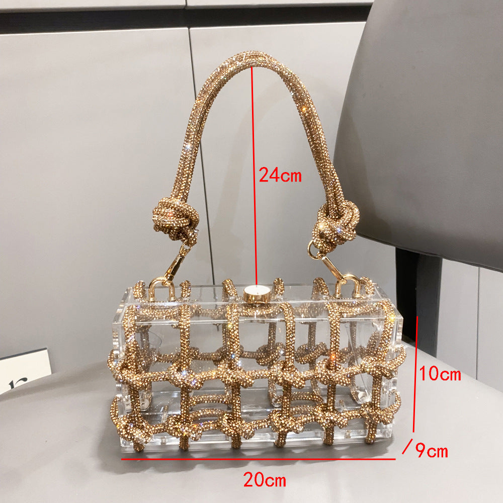 Women’s Acrylic Box Clutch with Rope Handle