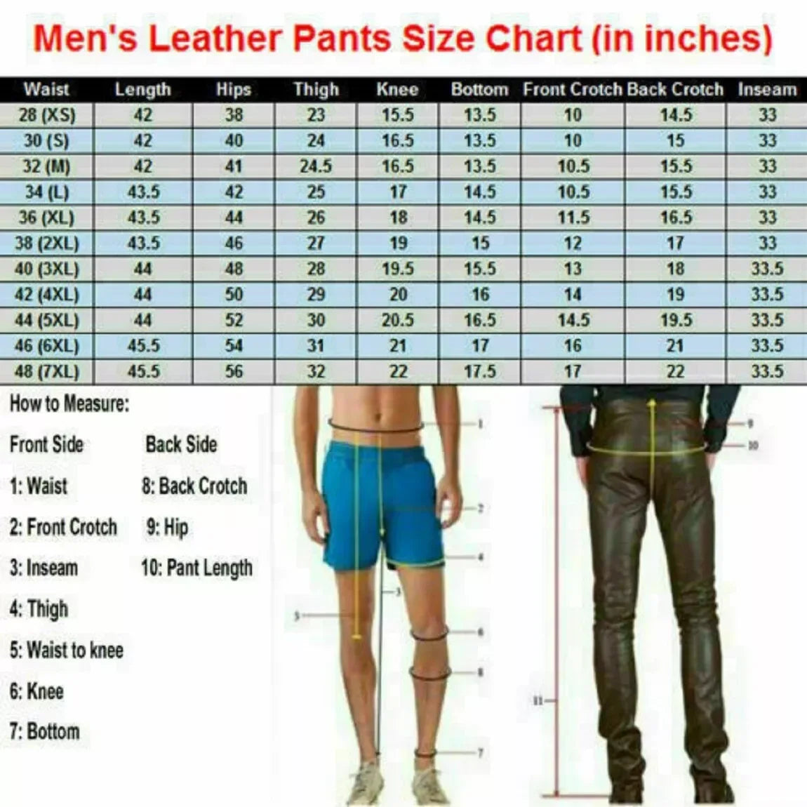 Men's Genuine Leather Pants Biker