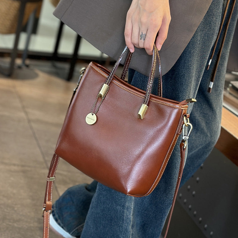 Genuine Leather Mini Tote Shoulder Bag