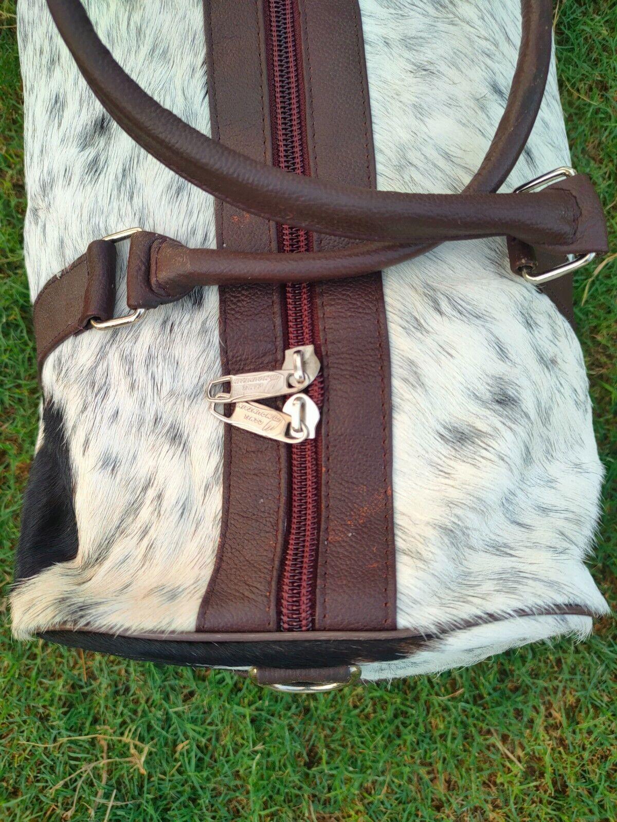 Dark Tricolor Cowhide Duffle Bag