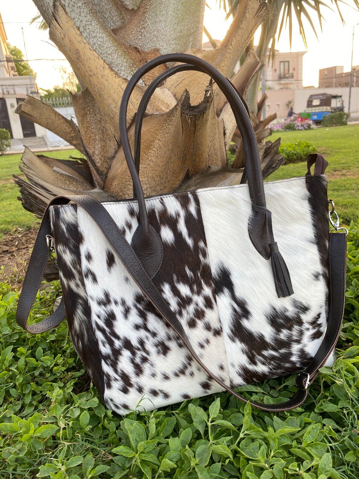 Hair On Hide Shoulder Bag Brown White