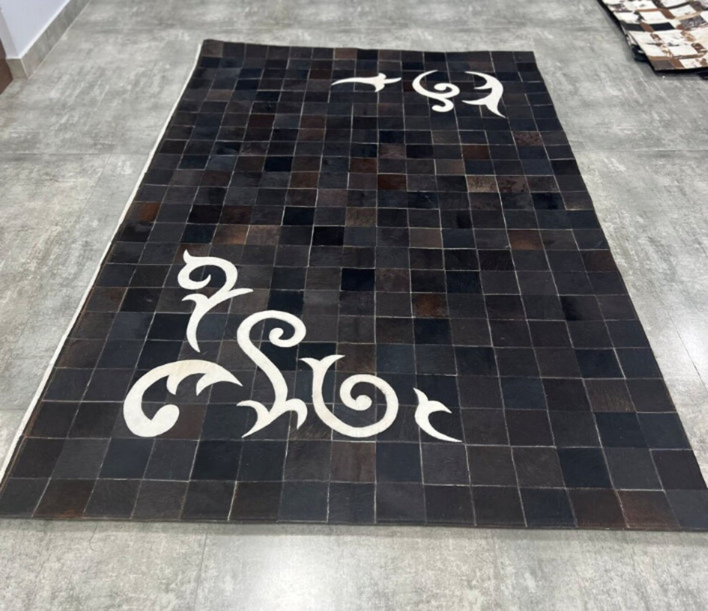 Genuine Cowhide And Leather Patchwork Rug