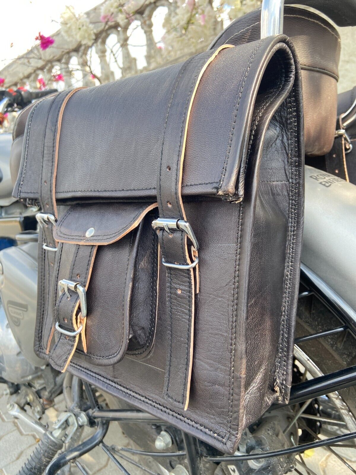 Real Vintage Leather Black Saddlebag