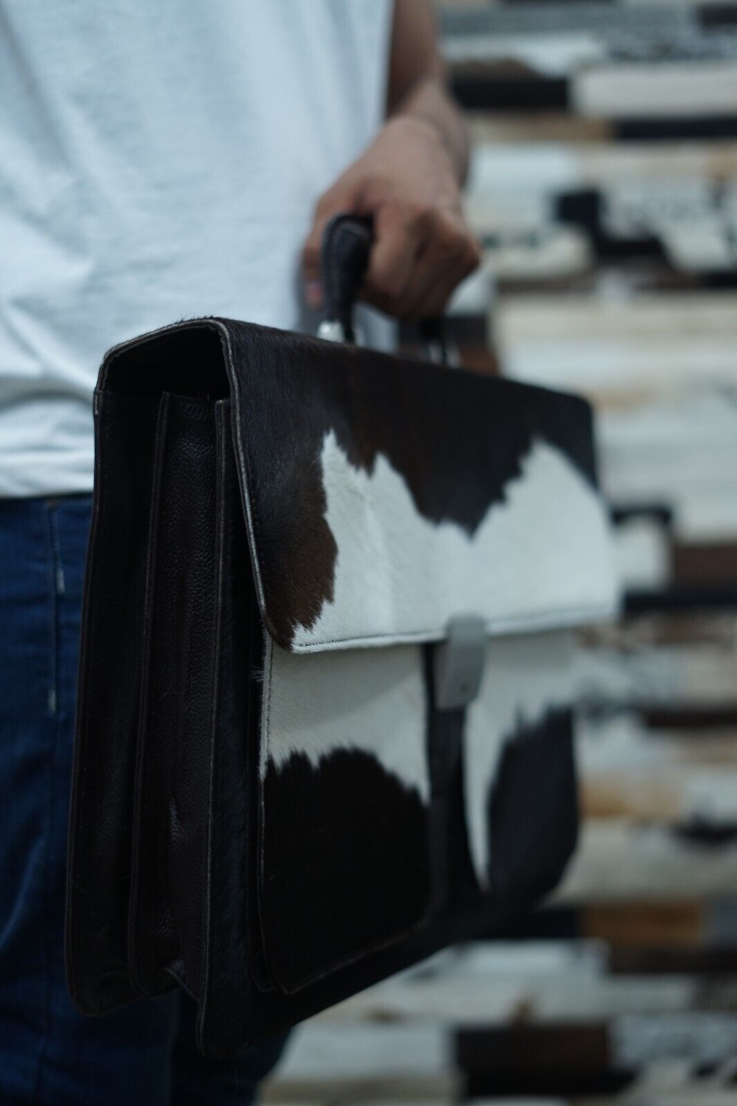 Real Cowhide Office Briefcase Bag