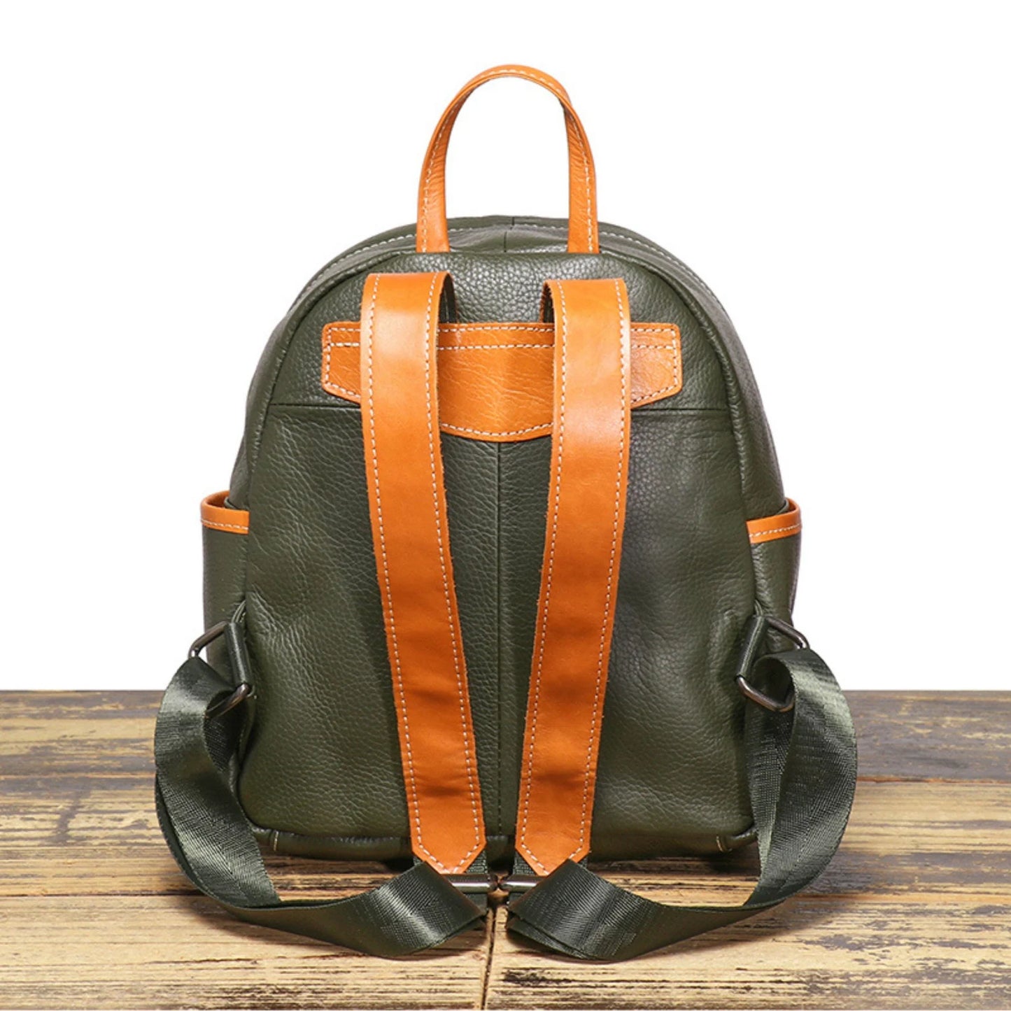 genuine leather mens small backpack