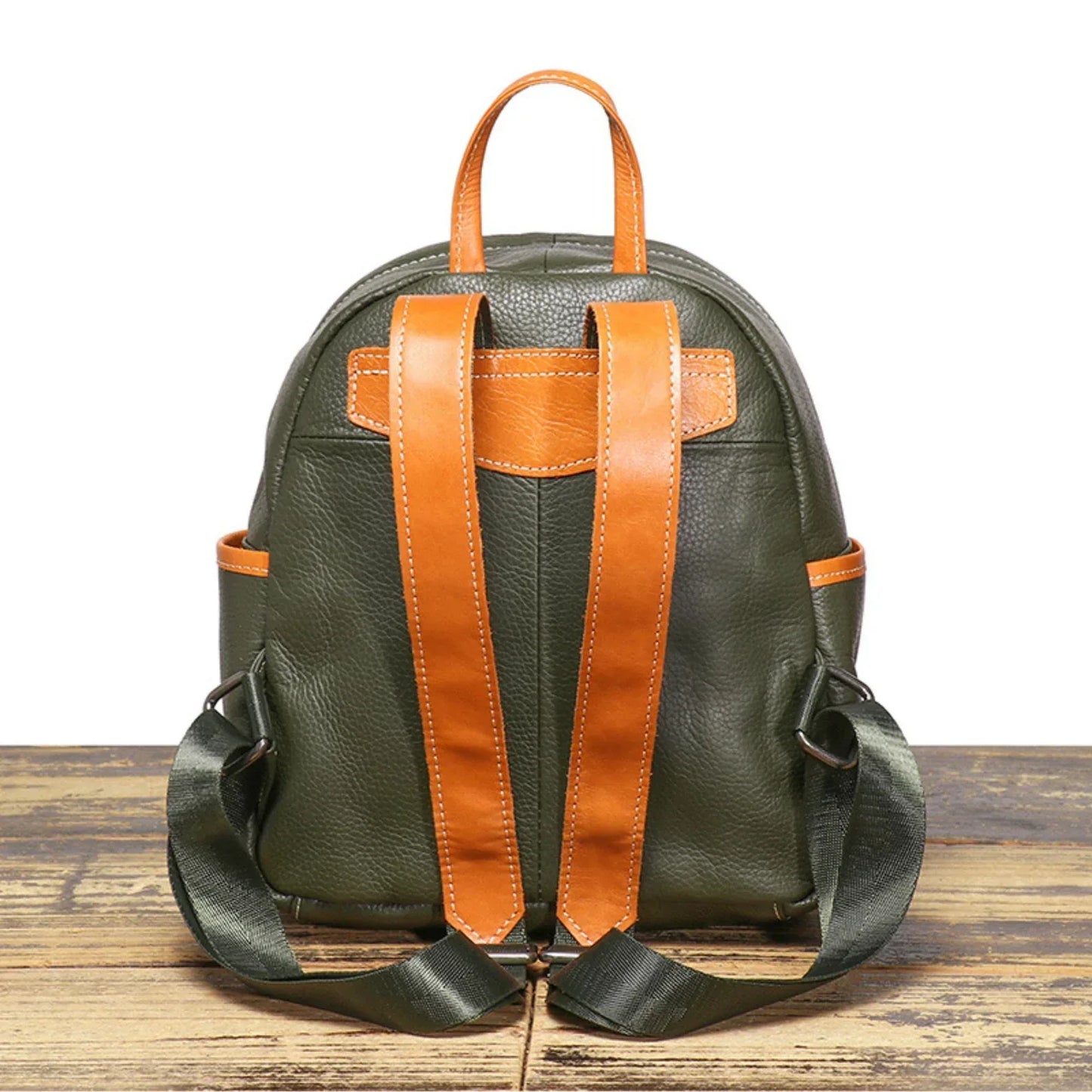 genuine leather mens small backpack