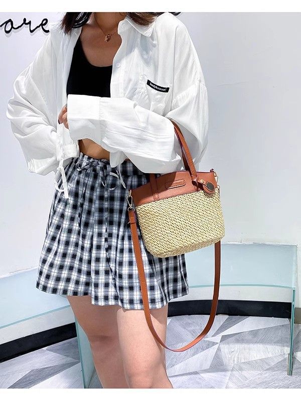 summer beach vacation straw crossbody bag