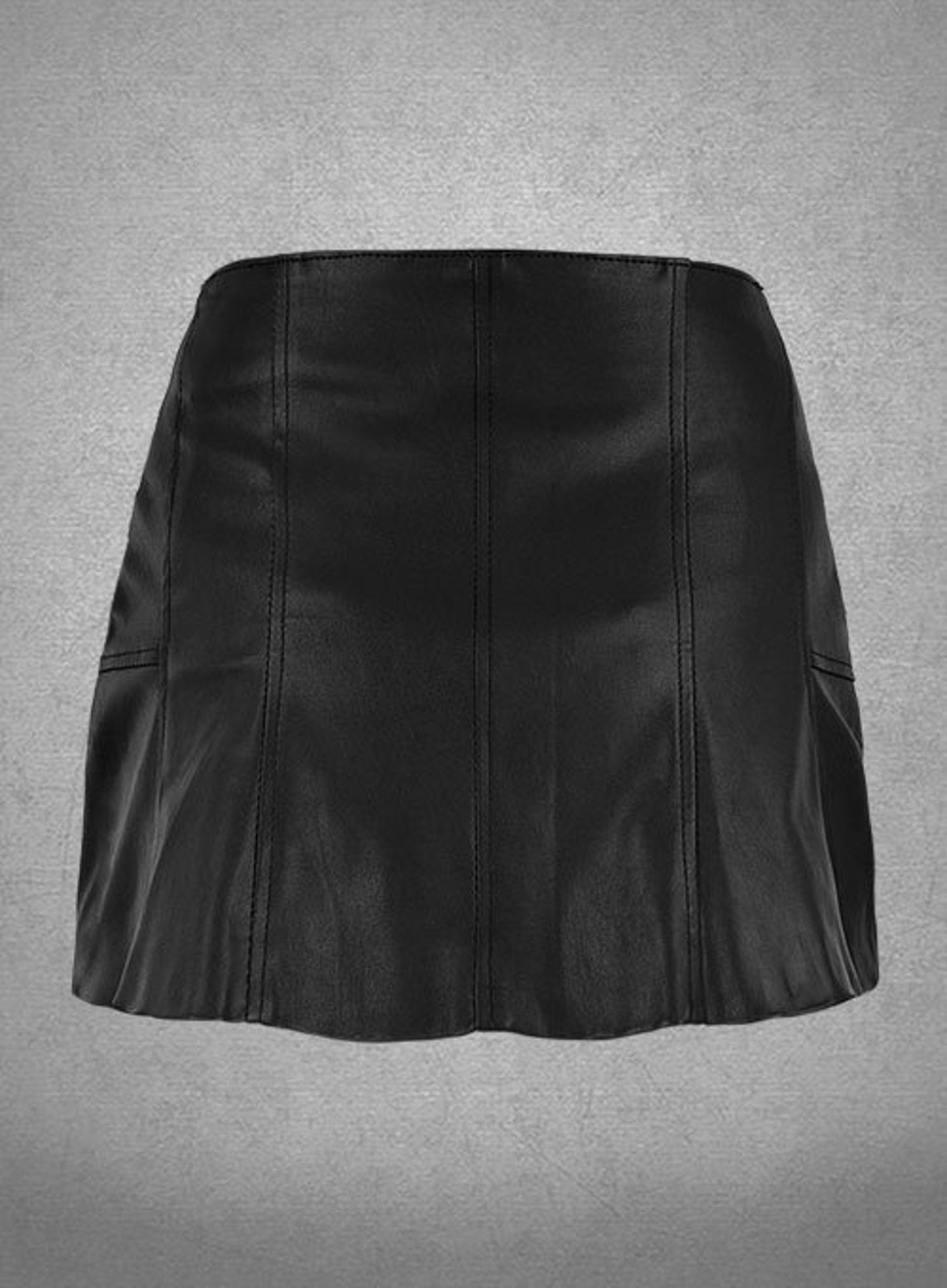 Women Real Black Leather Mini Skirt