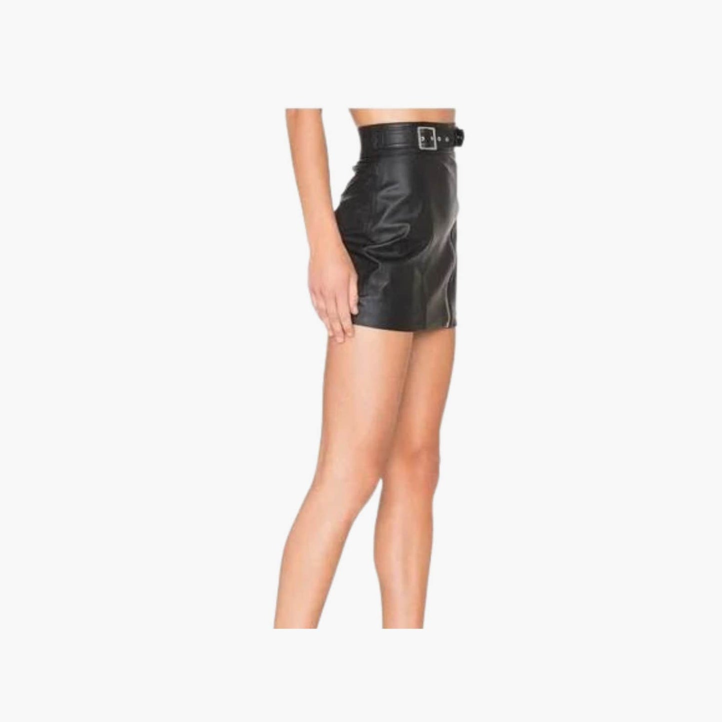 Genuine Leather Skirt with Asymmetrical Cut