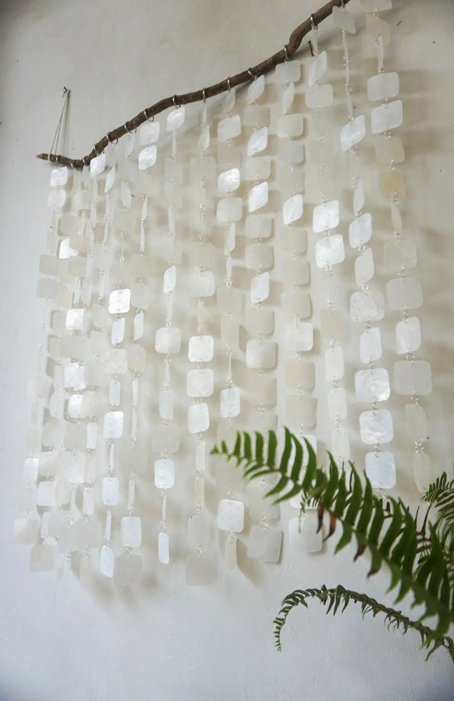 Square White capiz shell wall hanging