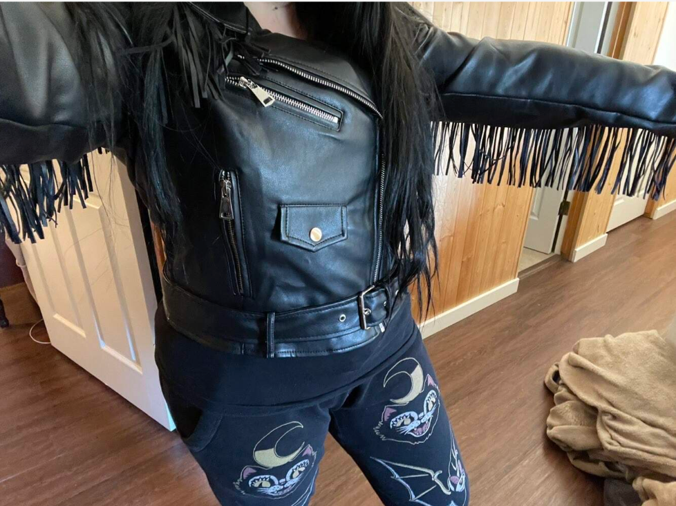Slim Fit Women's Leather jacket With Fringes