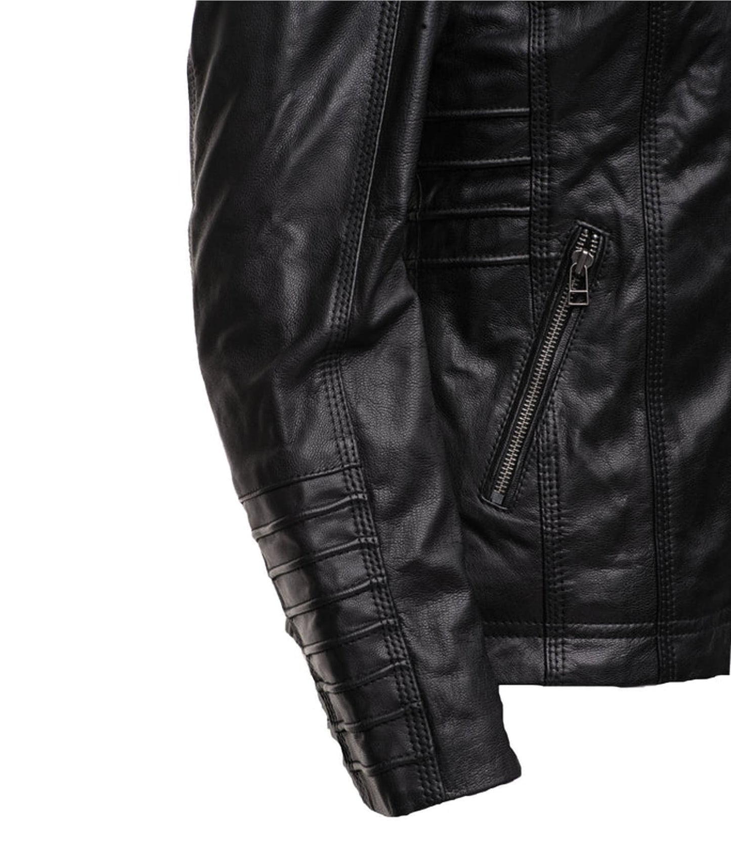 Women Leather Jacket with Detachable Hood