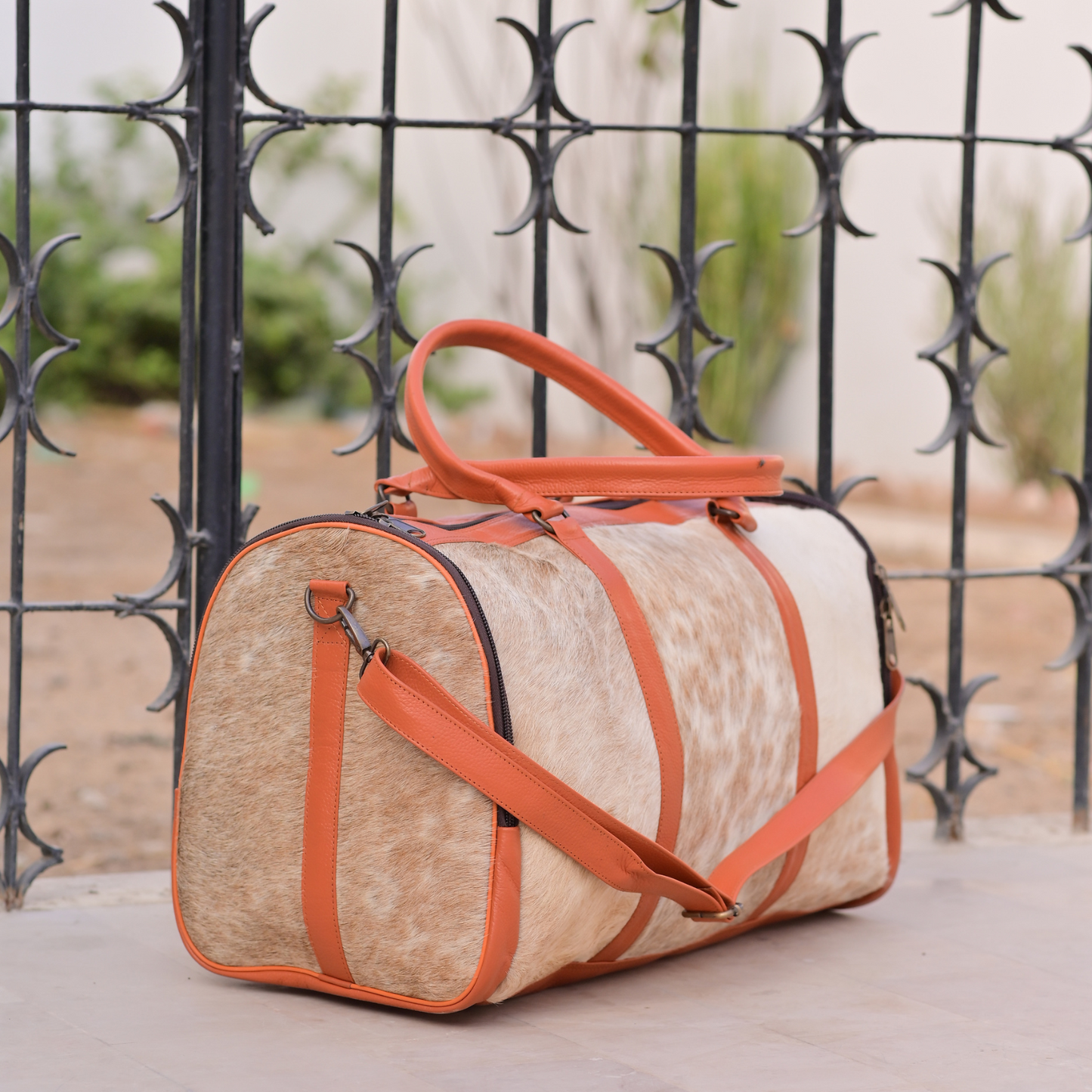 Western Cowhide Duffle Overnight Bag